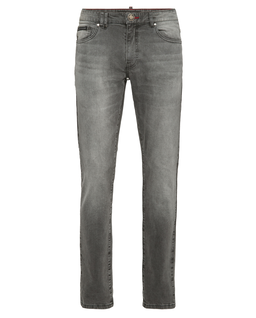 Szare jeansy o prostym kroju - Image #4