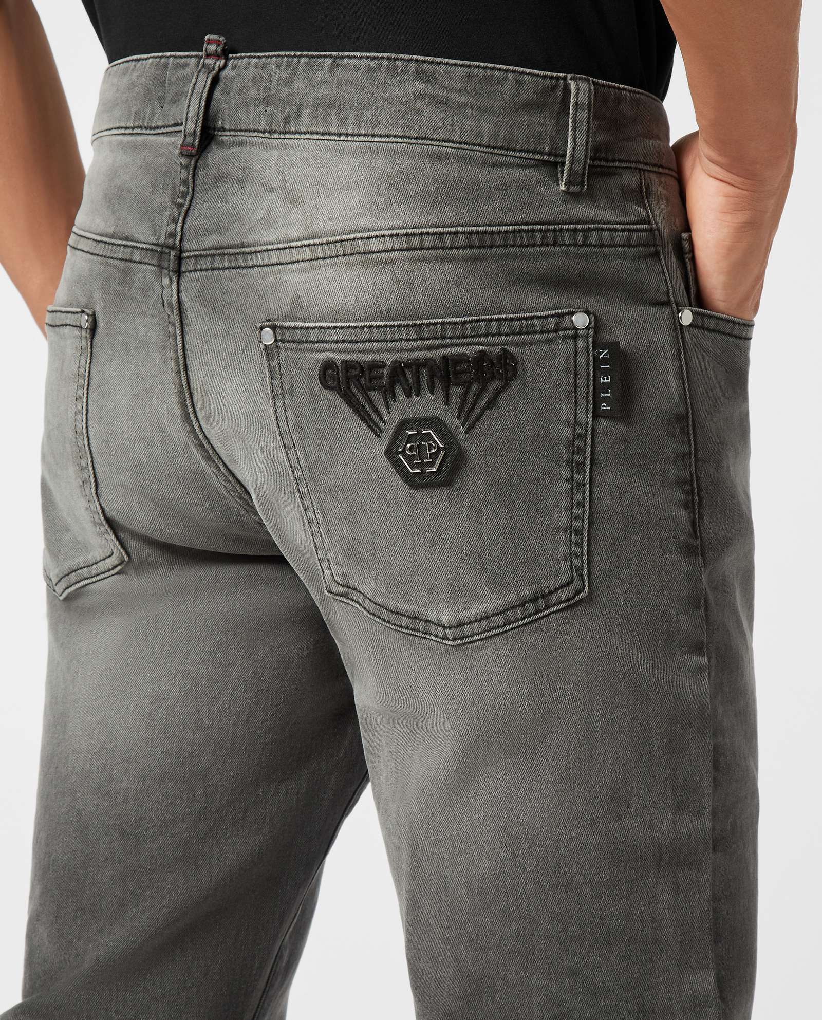 Szare jeansy o prostym kroju - Image #3