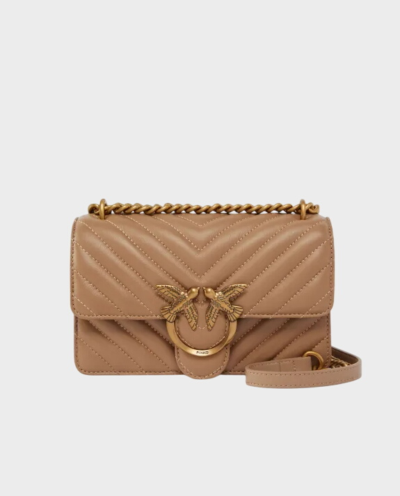 Beżowa pikowana torebka Mini Love Bag One Chevron - Image #0