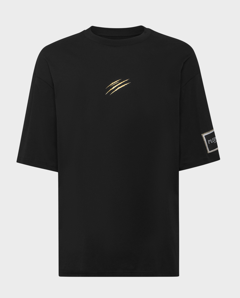 Czarny bawełniany T-shirt z nadrukiem
