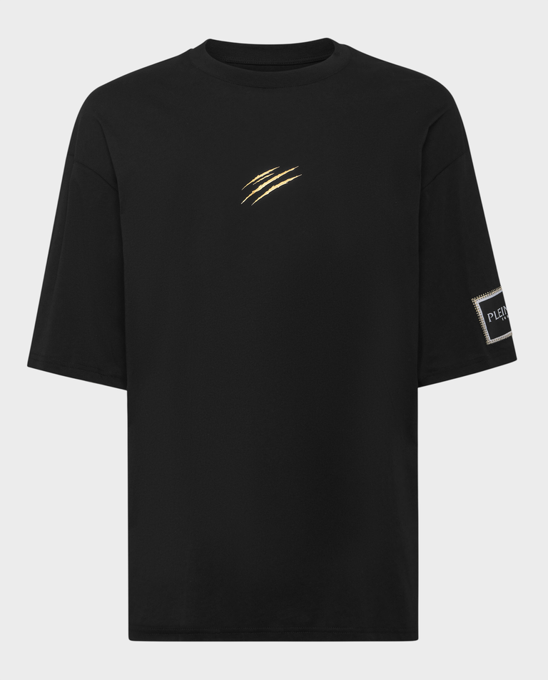 Czarny bawełniany T-shirt z nadrukiem