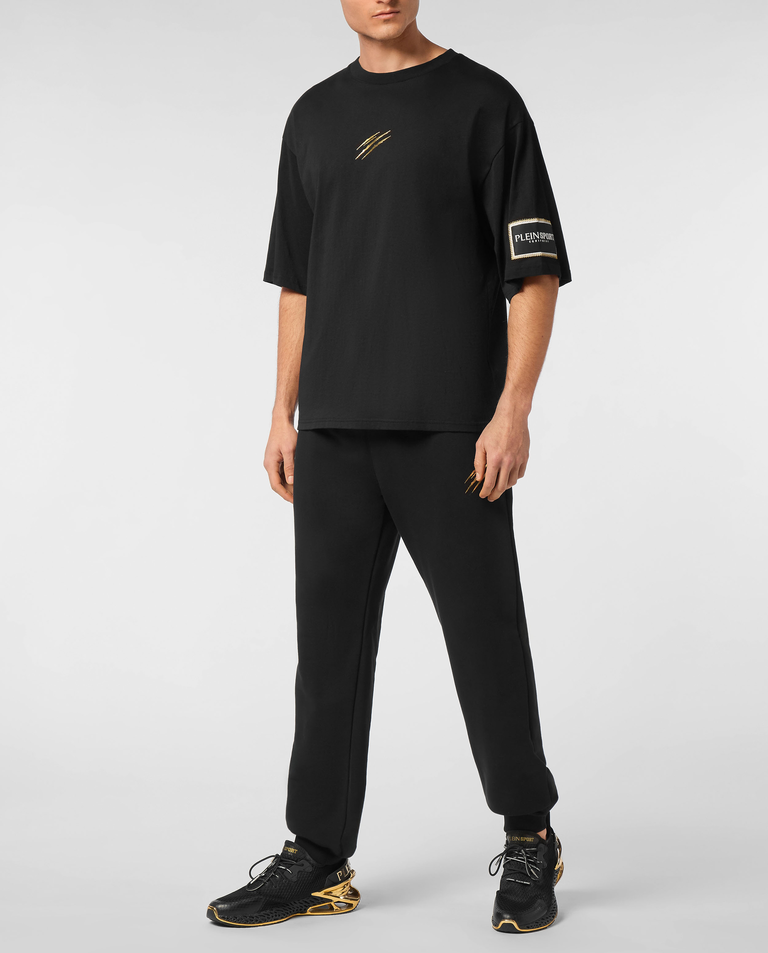 Czarny bawełniany T-shirt z nadrukiem - Image #3