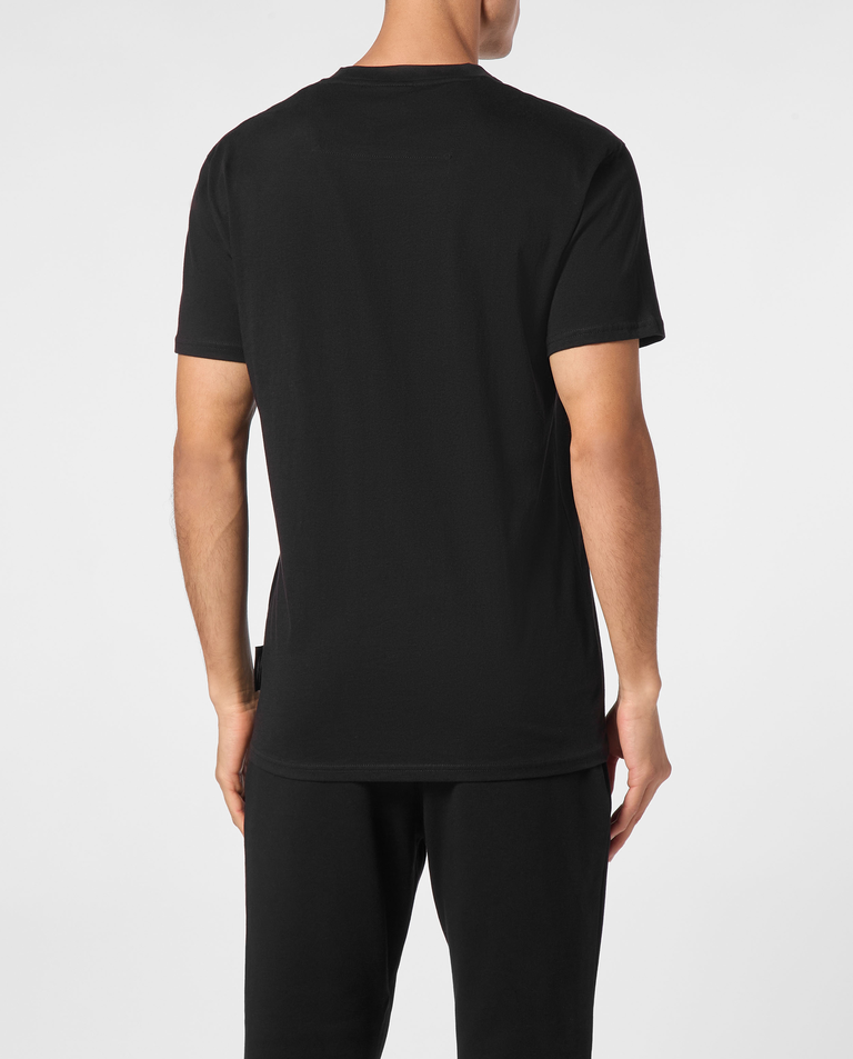 Czarny t-shirt z okrągłym dekoltem - Image #3