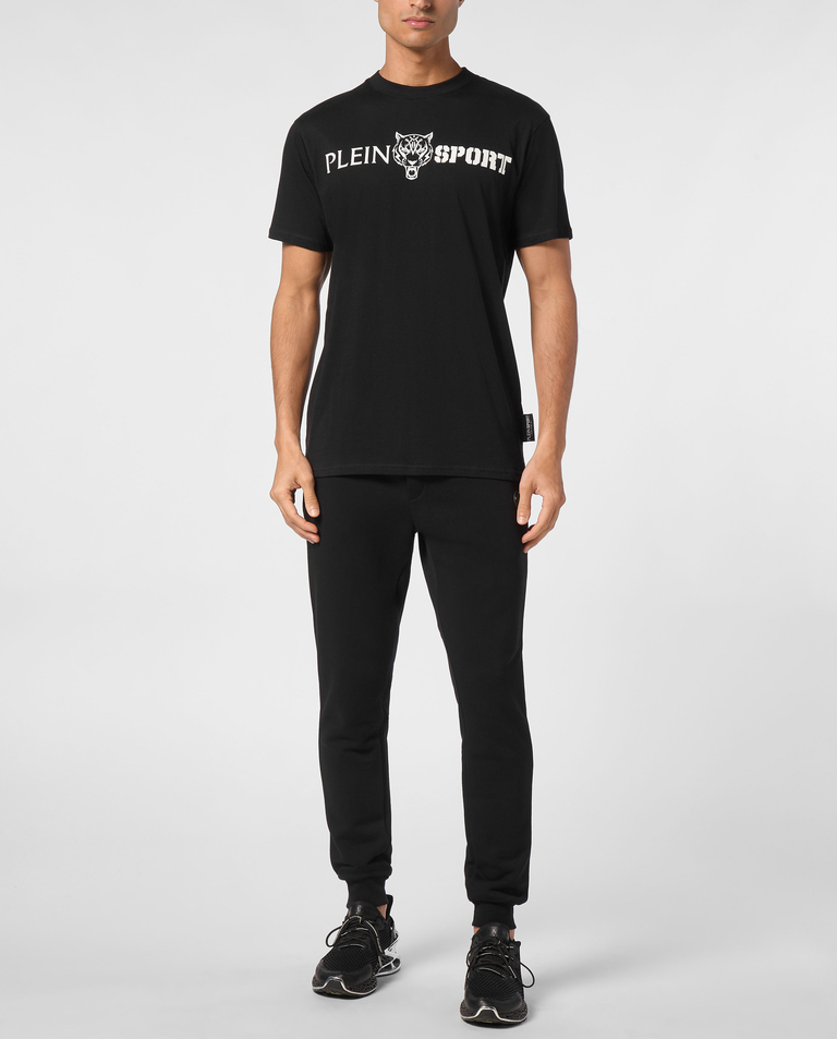 Czarny t-shirt z okrągłym dekoltem - Image #2