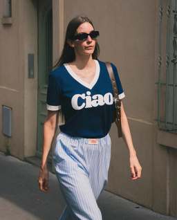 Granatowy t-shirt Ciao V-neck - Image #4