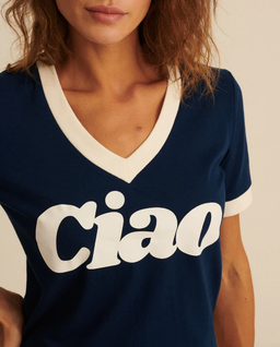 Granatowy t-shirt Ciao V-neck - Image #3
