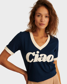 Granatowy t-shirt Ciao V-neck - Image #0