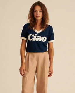 Granatowy t-shirt Ciao V-neck - Image #2