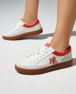 Biało - pomarańczowe sneakersy Hailey VI - Image #0