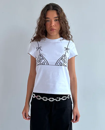 Biały t-shirt z nadrukiem Naked - Image #1