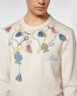 Biały wełniany sweter - Image #4