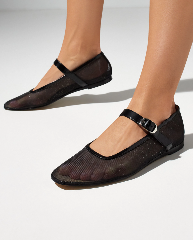 Czarne siateczkowe baleriny