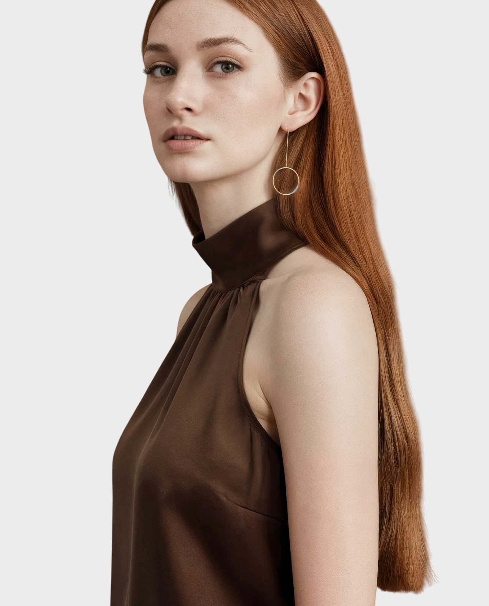 Czekoladowa bluzka z odkrytymi plecami z jedwabiu Charlie - Image #0