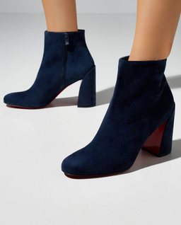 Granatowe botki na słupku Turela 85 - Image #0