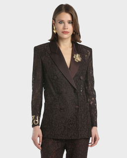 Brązowa koronkowa marynarka Salvo - Image #0