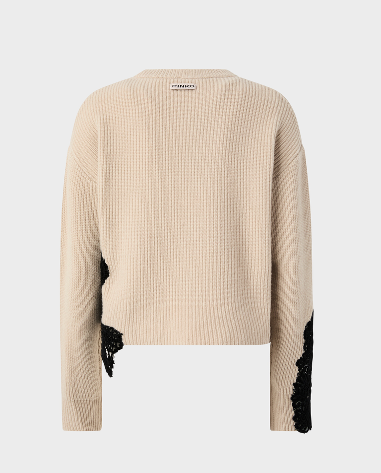 Beżowy sweter z koronką - Image #1