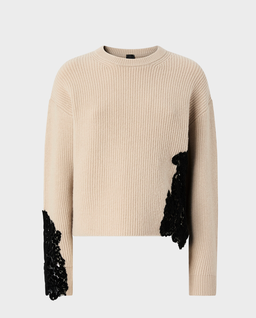 Beżowy sweter z koronką - Image #0