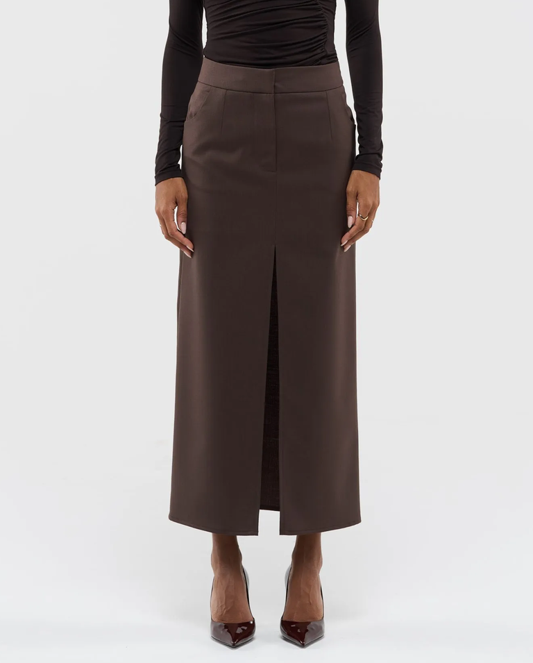 Brązowa midi spódnica midi