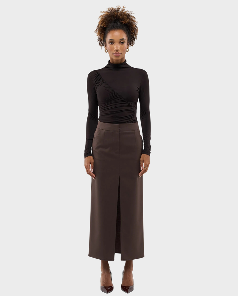 Brązowa midi spódnica midi