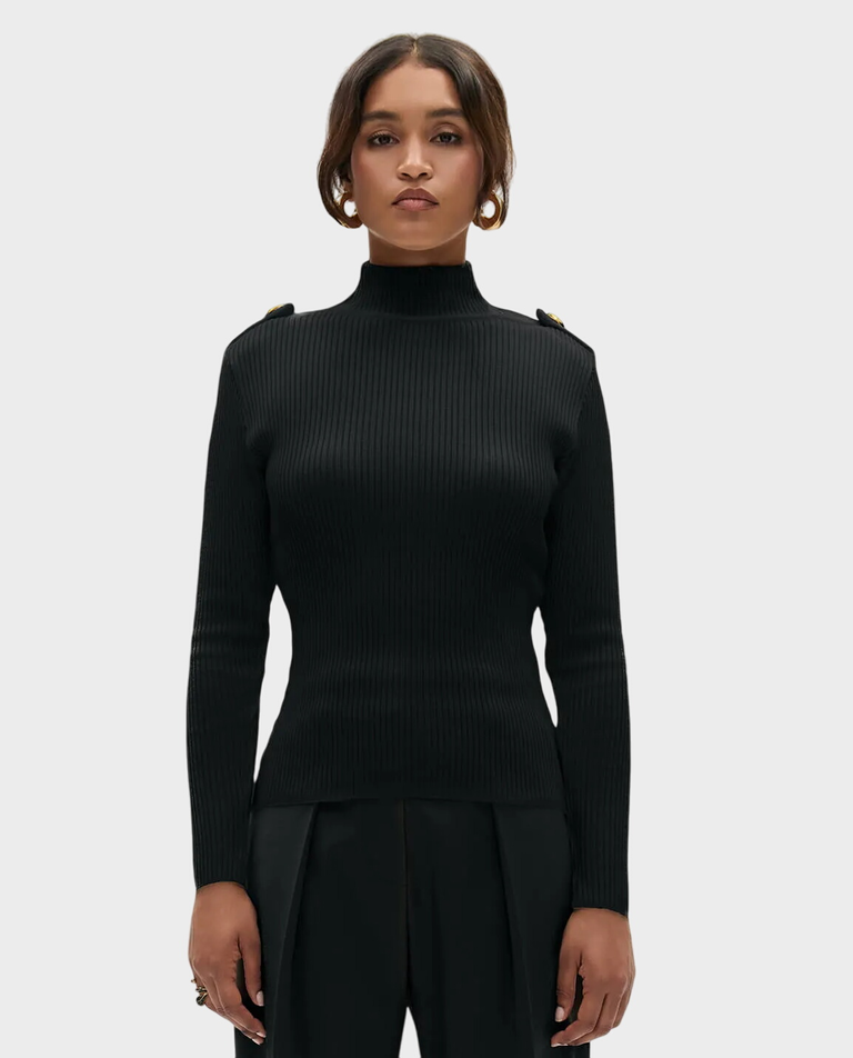 Czarny golf z wełny merino