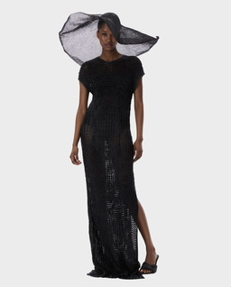 Długa pleciona sukienka w kolorze czarnym - Image #0