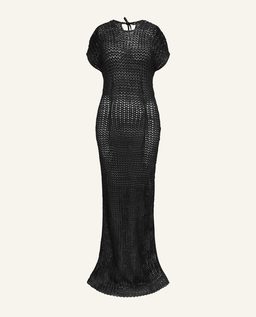 Długa pleciona sukienka w kolorze czarnym - Image #2