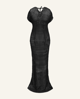 Długa pleciona sukienka w kolorze czarnym - Image #3