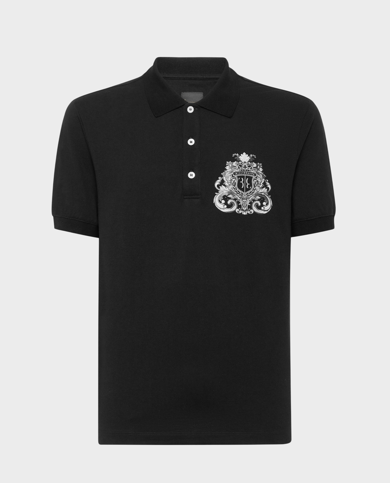 Czarna koszulka polo SS Crest Baroque