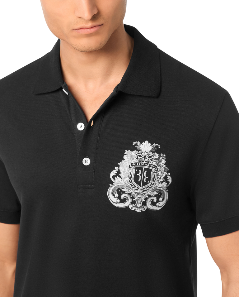 Czarna koszulka polo SS Crest Baroque - Image #4