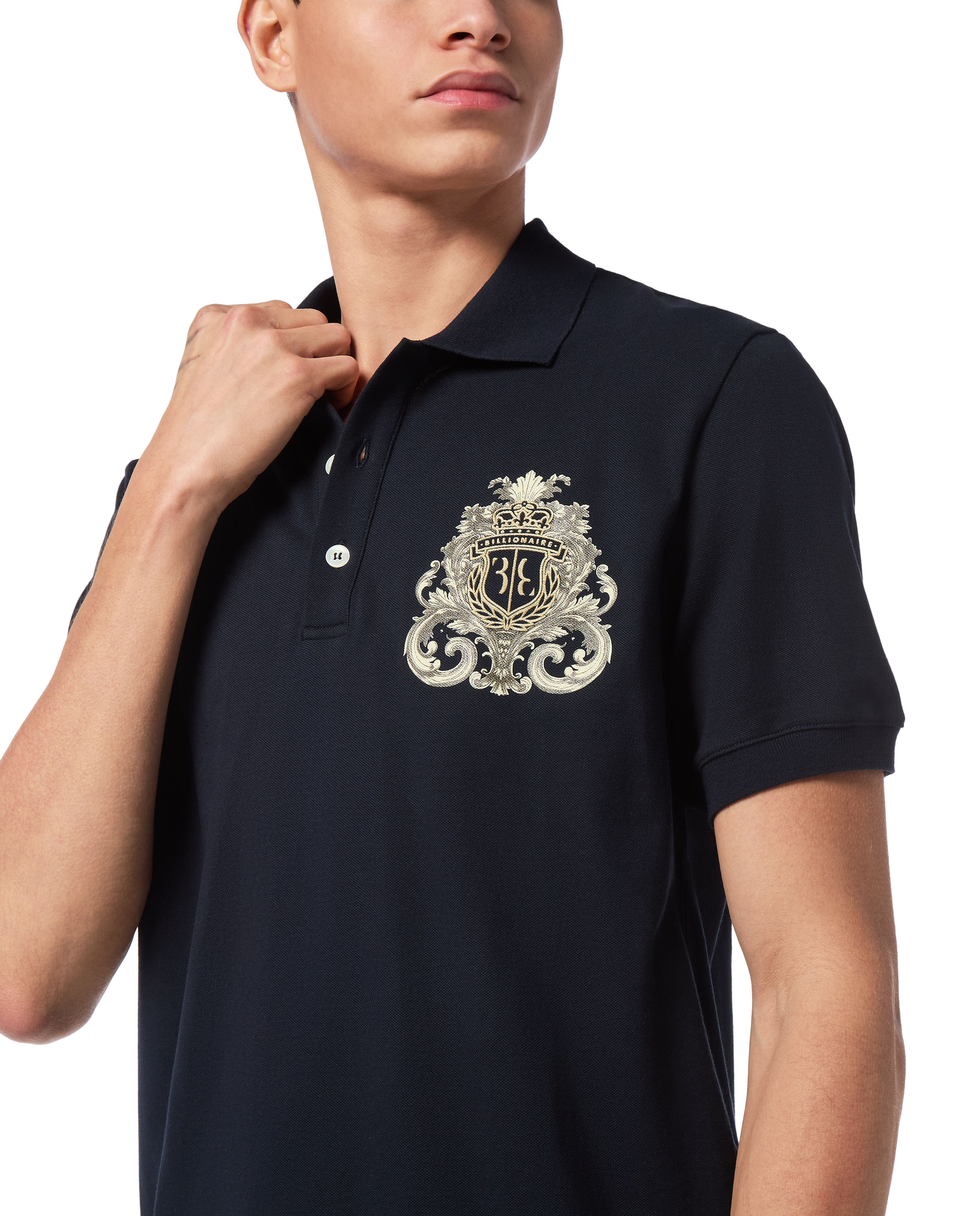 Granatowa koszulka polo SS Crest Baroque - Image #4