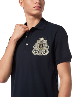 Granatowa koszulka polo SS Crest Baroque - Image #4