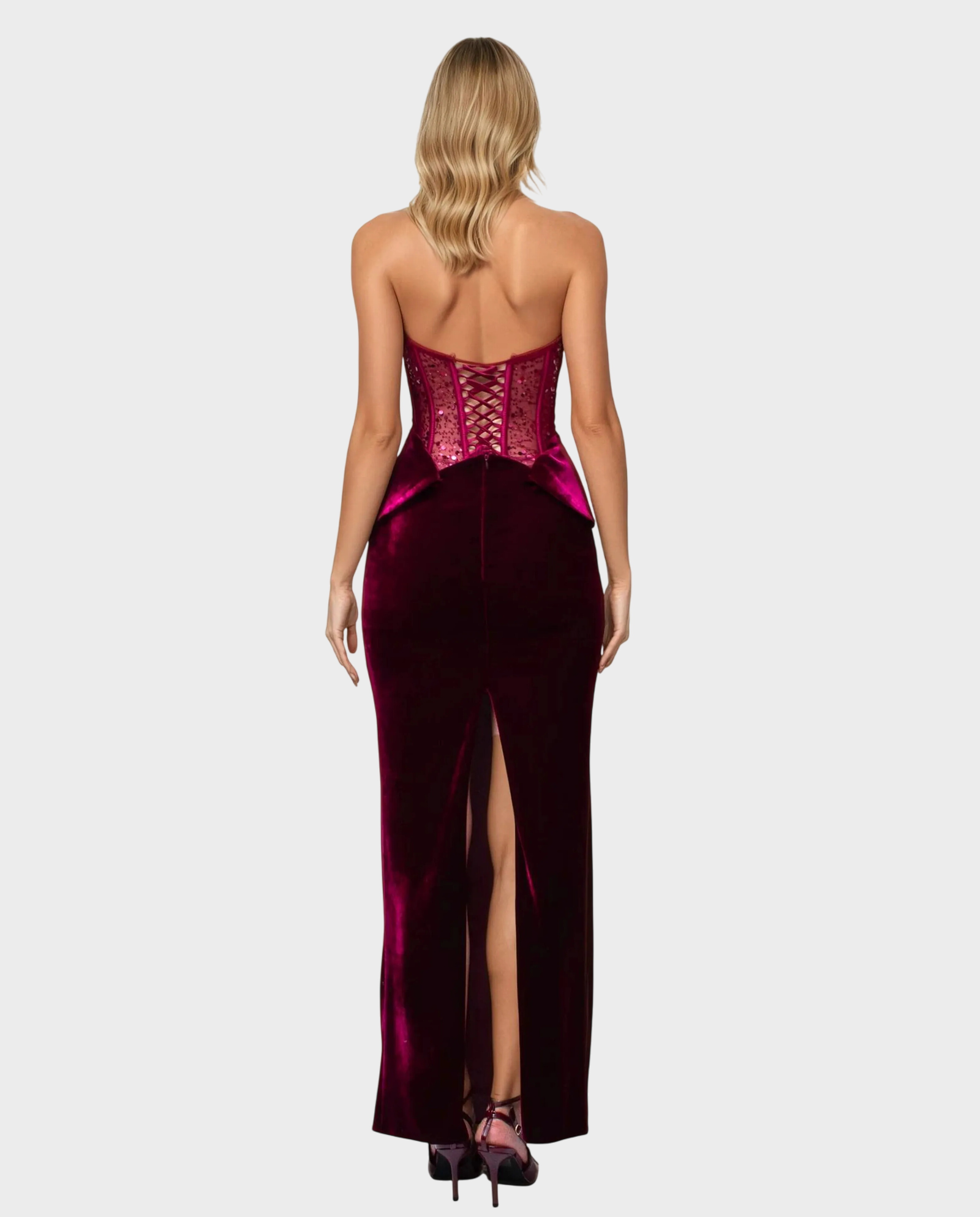 Aksamitna burgundowa sukienka Glam Witch - Image #1