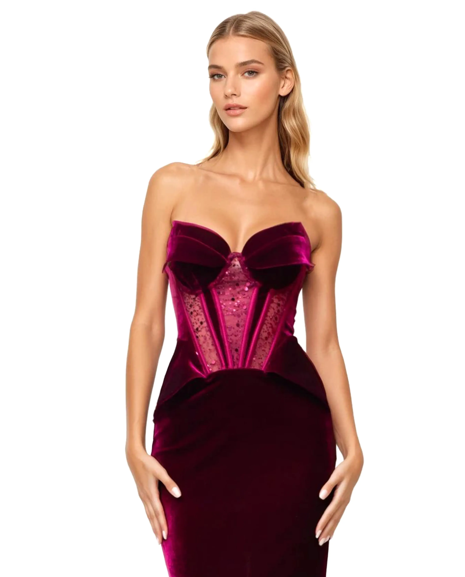 Aksamitna burgundowa sukienka Glam Witch - Image #4