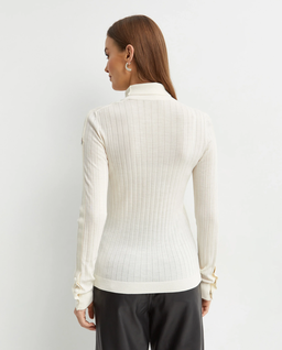 Biały prążkowany golf - Image #2