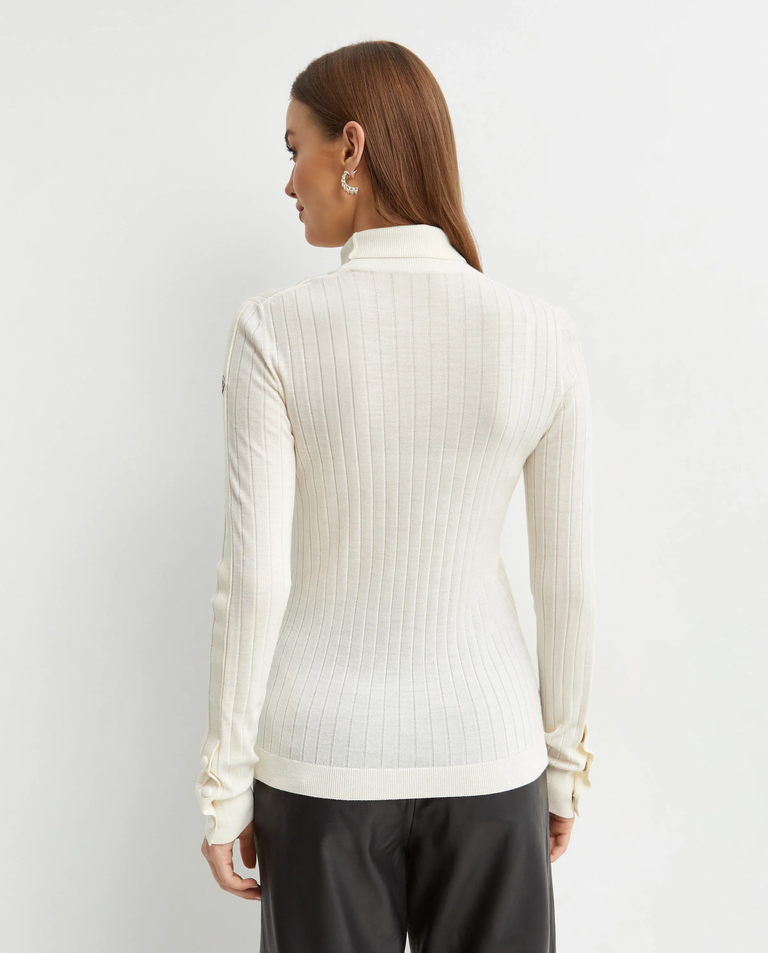 Biały prążkowany golf - Image #2