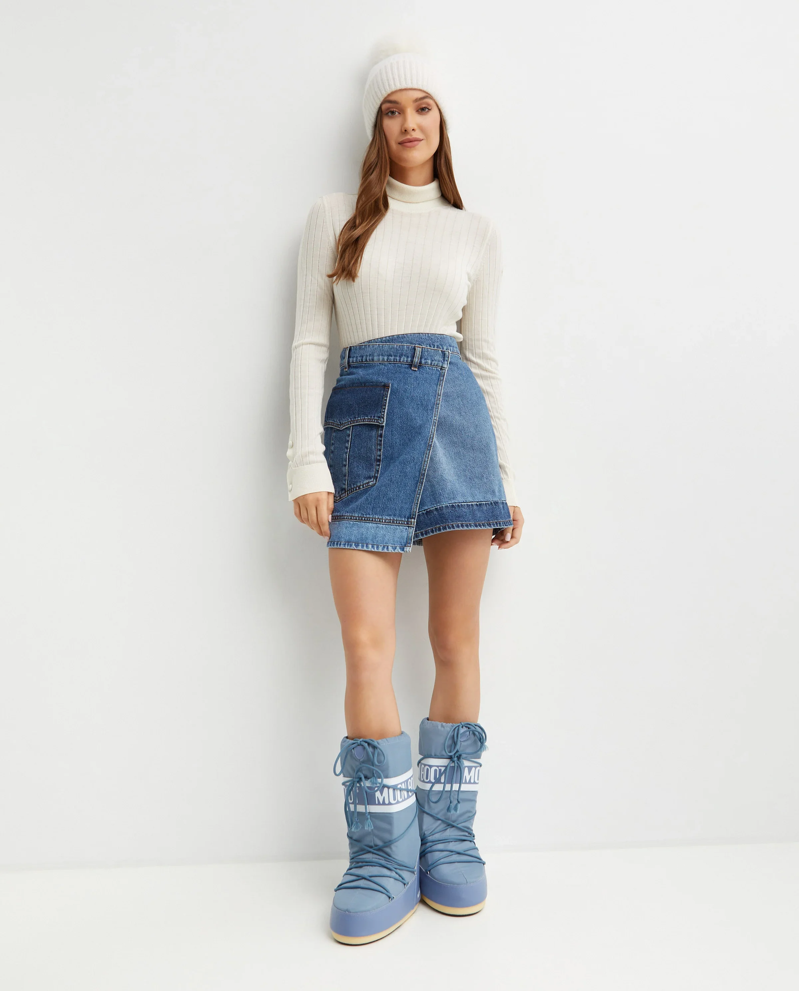 Biały prążkowany golf - Image #1