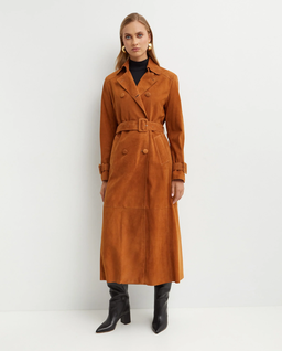 Zamszowy brązowy trencz Tate - Image #5