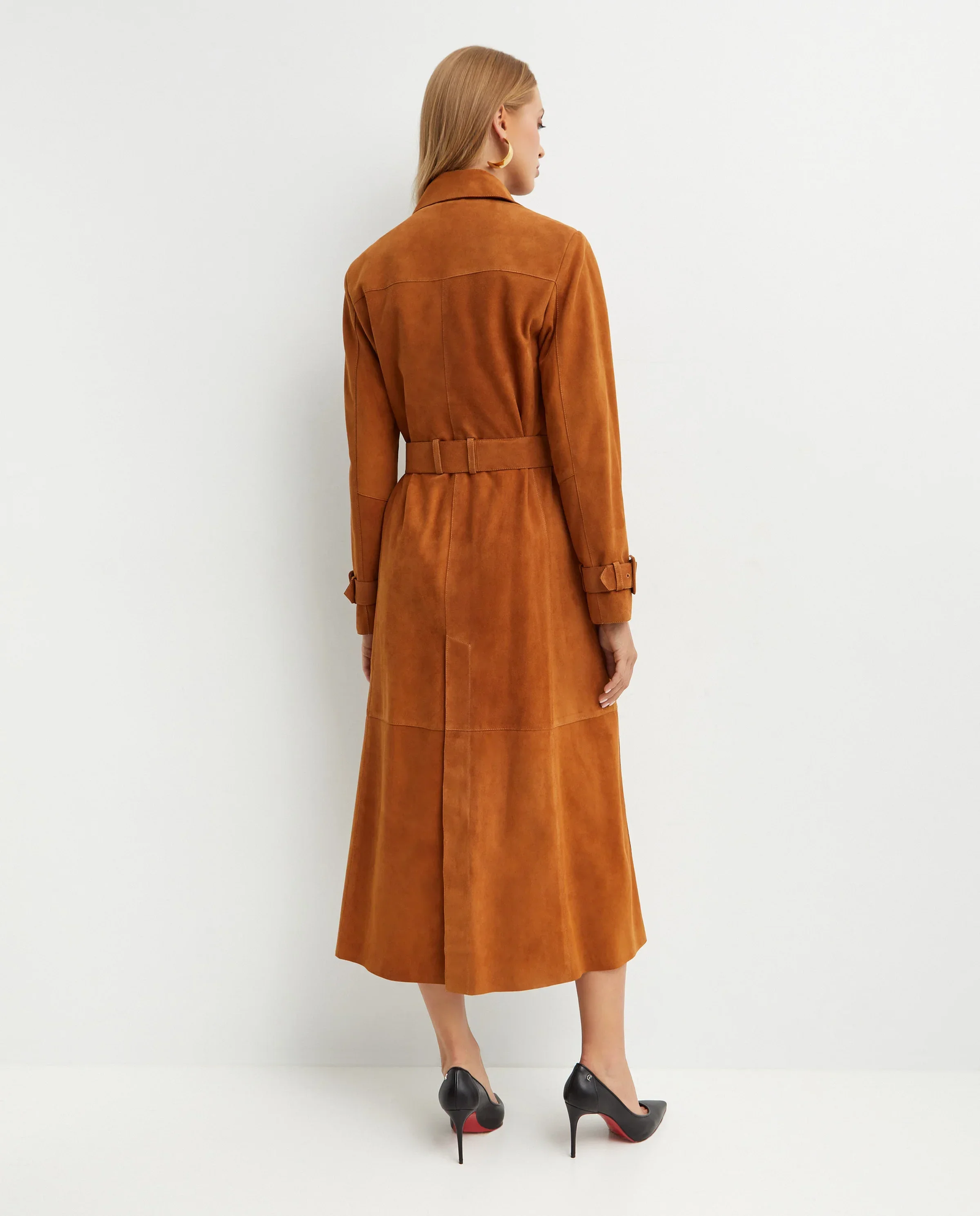 Zamszowy brązowy trencz Tate - Image #4