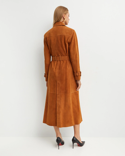 Zamszowy brązowy trencz Tate - Image #4