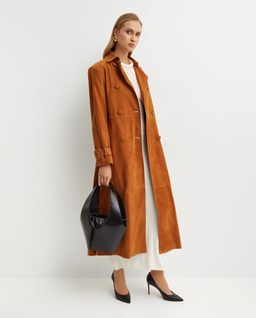 Zamszowy brązowy trencz Tate - Image #2