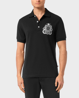 Czarna koszulka polo SS Crest Baroque - Image #0