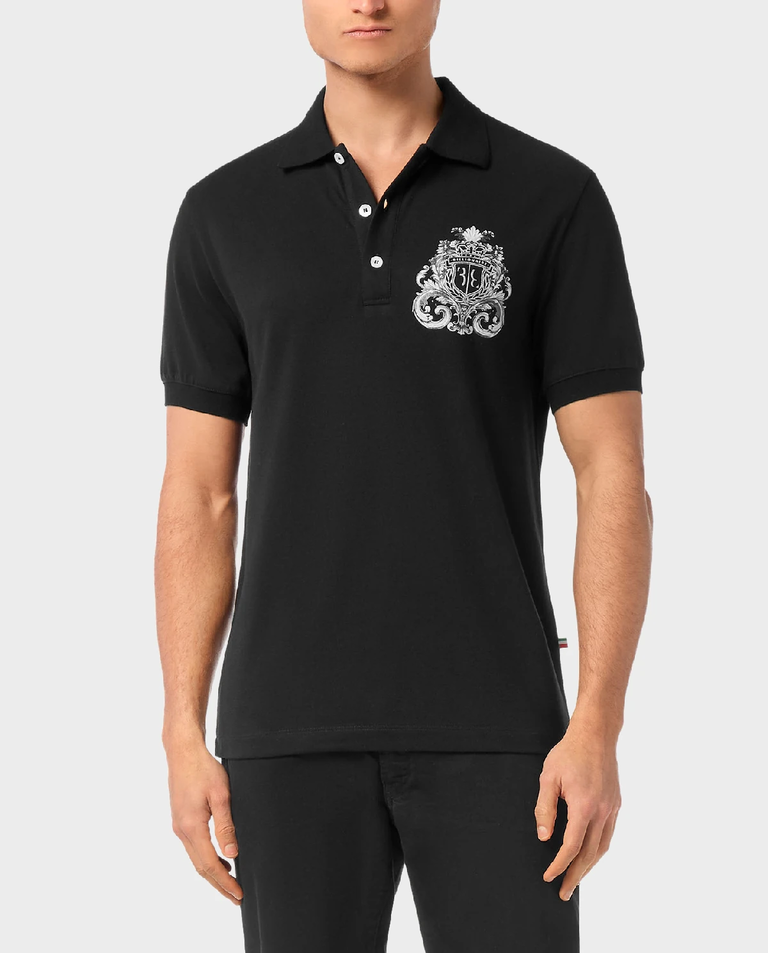 Czarna koszulka polo SS Crest Baroque - Image #0