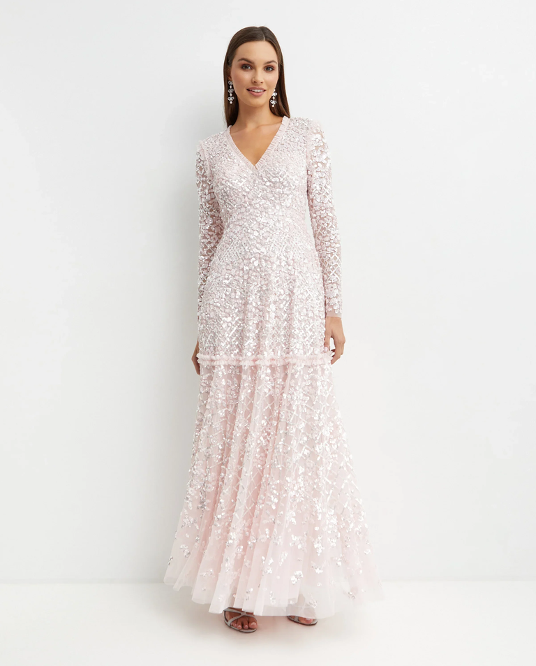 Różowa cekinowa sukienka maxi Isabella Diamond - Image #0