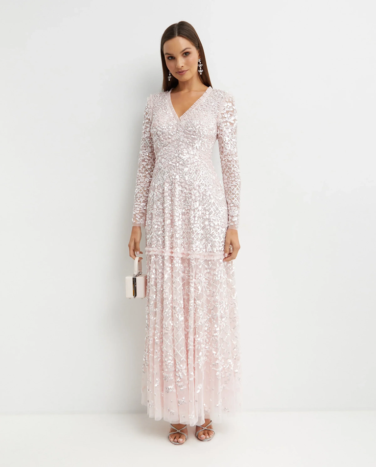 Różowa cekinowa sukienka maxi Isabella Diamond - Image #2