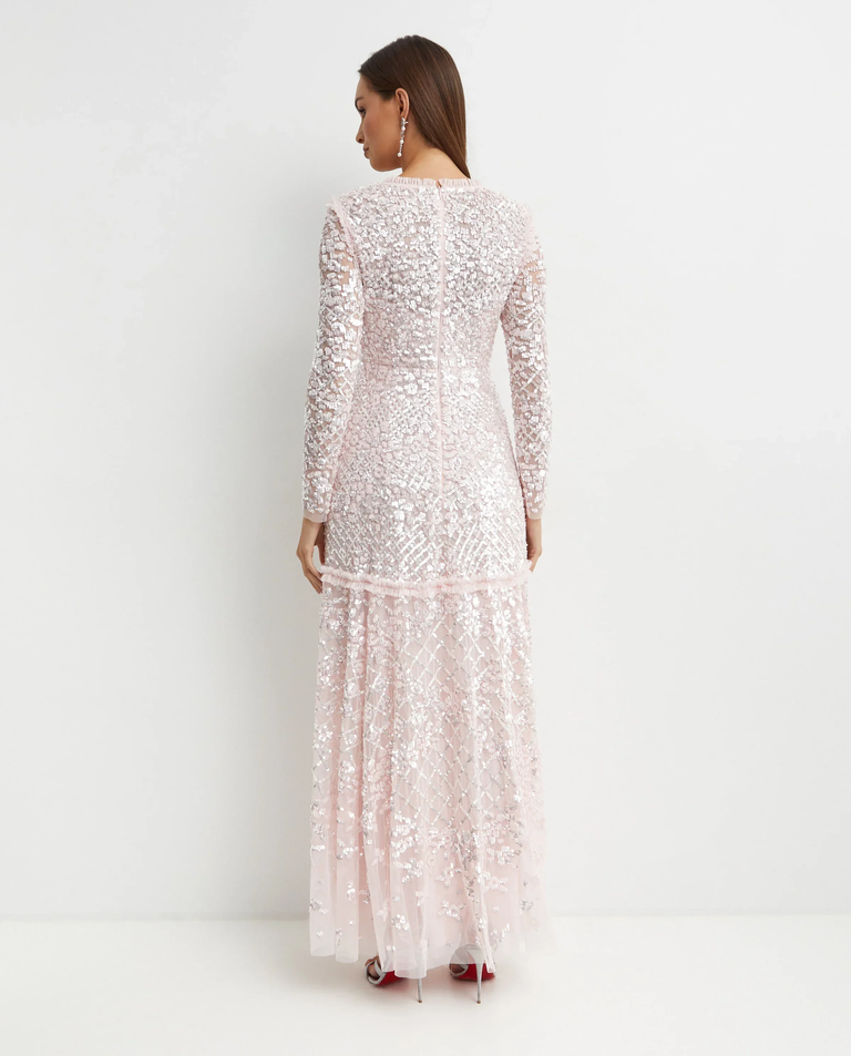 Różowa cekinowa sukienka maxi Isabella Diamond - Image #3
