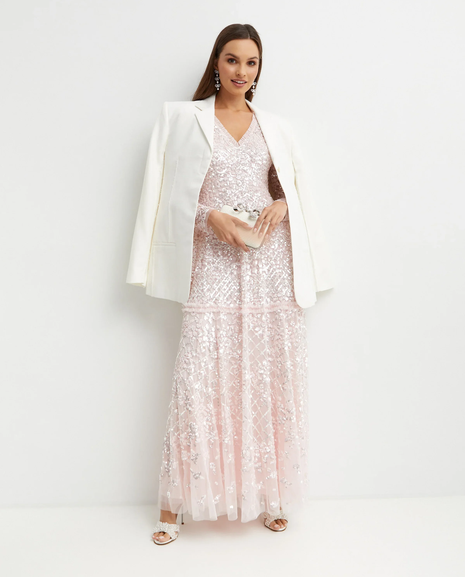 Różowa cekinowa sukienka maxi Isabella Diamond - Image #4