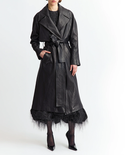 Czarny skórzany płaszcz Palmi - Image #0