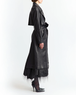 Czarny skórzany płaszcz Palmi - Image #3