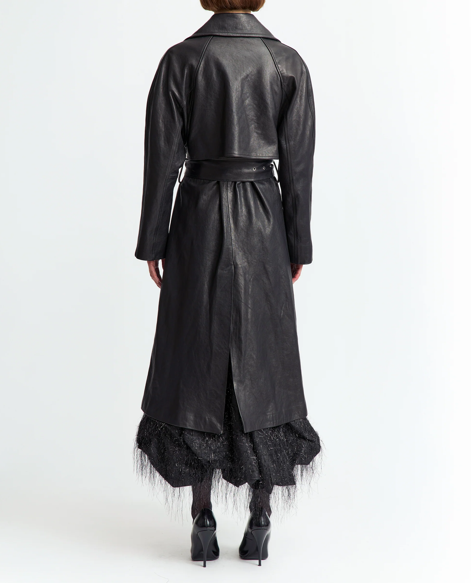 Czarny skórzany płaszcz Palmi - Image #2