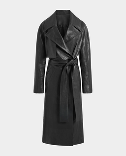 Czarny skórzany płaszcz Palmi - Image #1